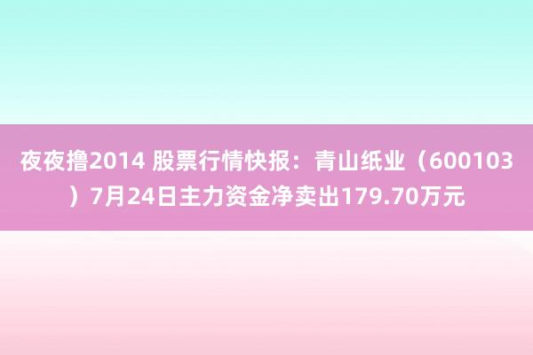 夜夜撸2014 股票行情快报：青山纸业（600103）7月24日主力资金净卖出179.70万元