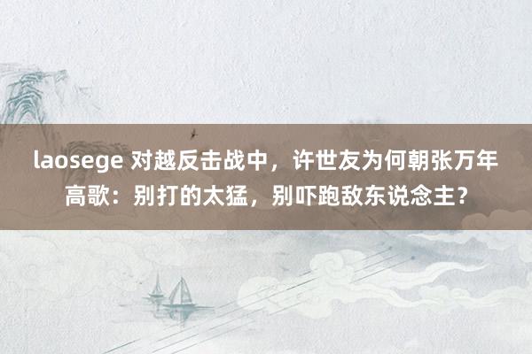 laosege 对越反击战中，许世友为何朝张万年高歌：别打的太猛，别吓跑敌东说念主？