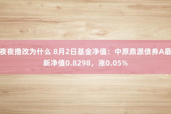 夜夜撸改为什么 8月2日基金净值：中原鼎源债券A最新净值0.8298，涨0.05%