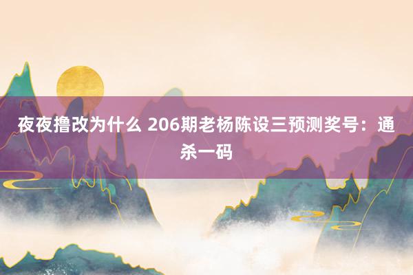 夜夜撸改为什么 206期老杨陈设三预测奖号：通杀一码