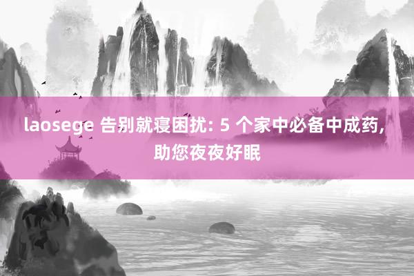 laosege 告别就寝困扰: 5 个家中必备中成药， 助您夜夜好眠