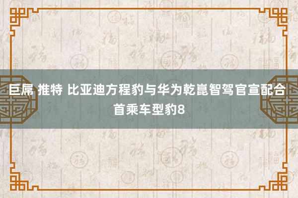 巨屌 推特 比亚迪方程豹与华为乾崑智驾官宣配合 首乘车型豹8