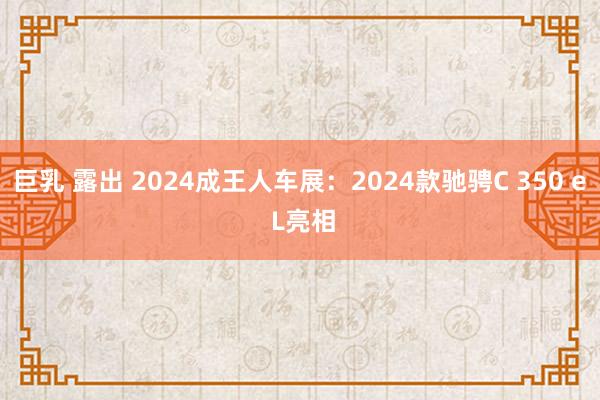 巨乳 露出 2024成王人车展：2024款驰骋C 350 e L亮相