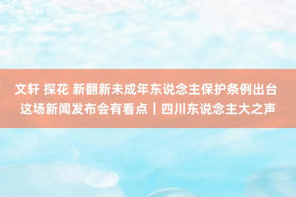 文轩 探花 新翻新未成年东说念主保护条例出台 这场新闻发布会有看点｜四川东说念主大之声