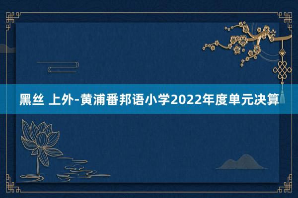 黑丝 上外-黄浦番邦语小学2022年度单元决算